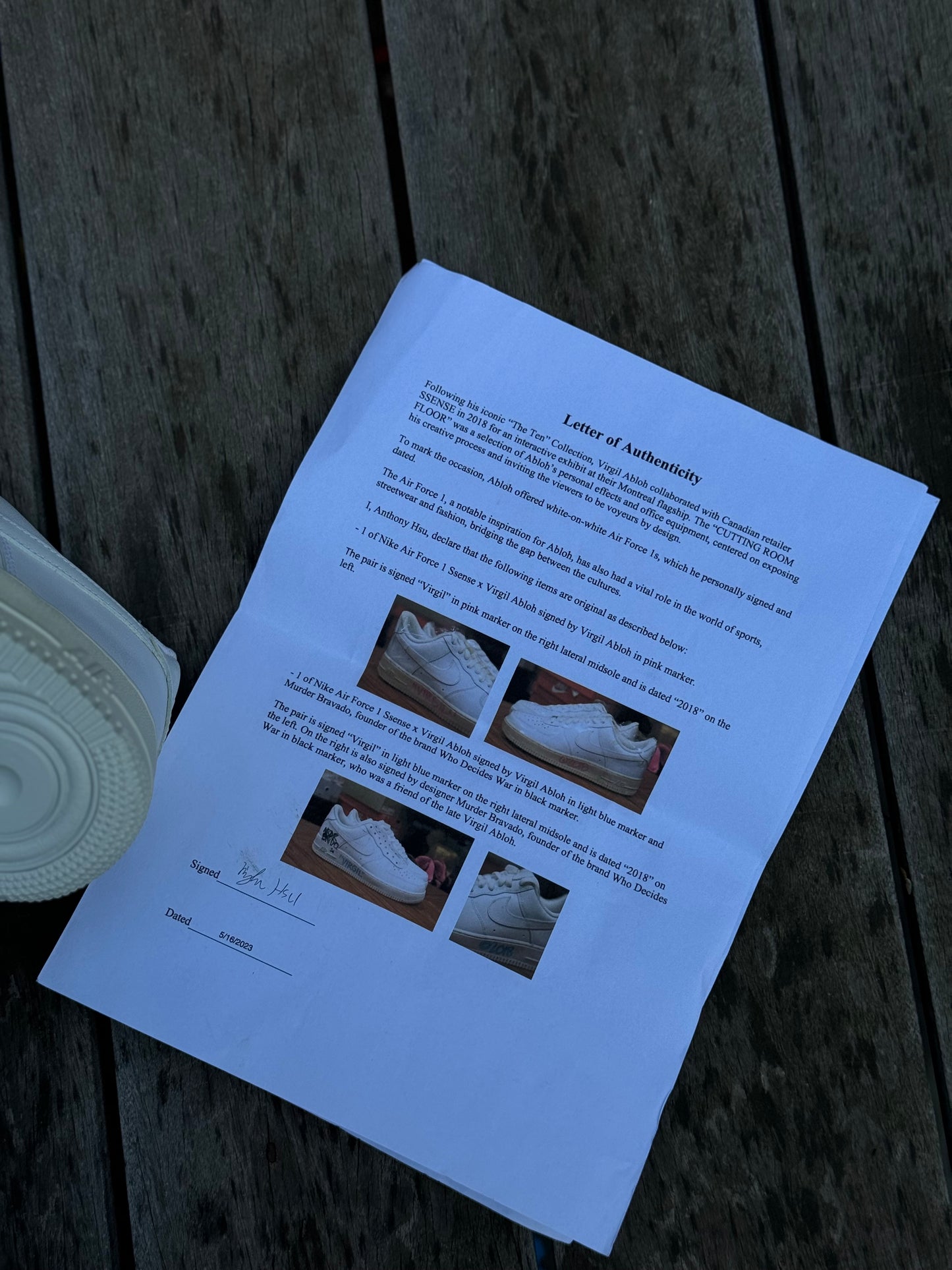 Virgil Abloh Signed - SSENSE Nike Air Force 1 “White” Pack